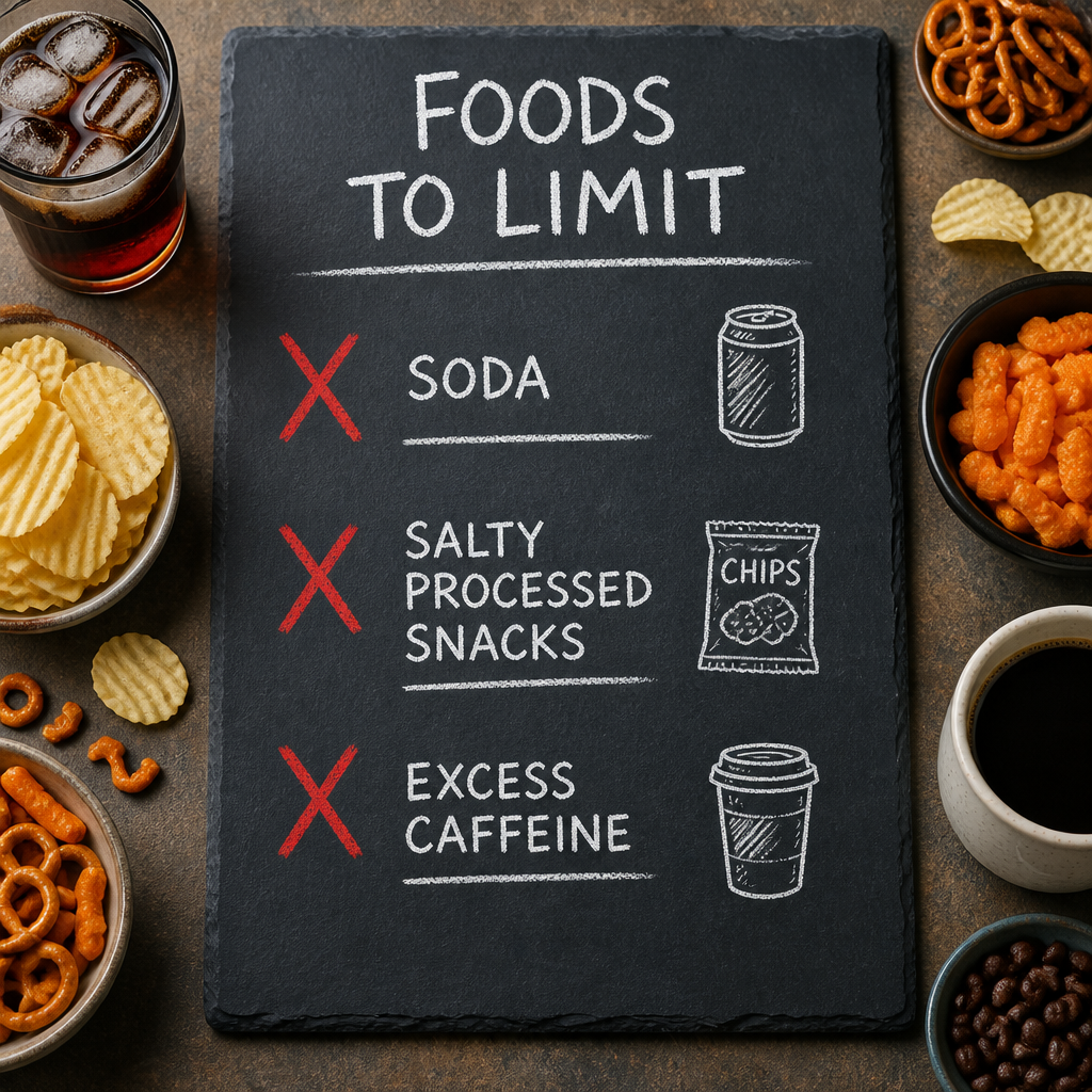 Foods to limit list on slate board — diet restrictions for osteoporosis
