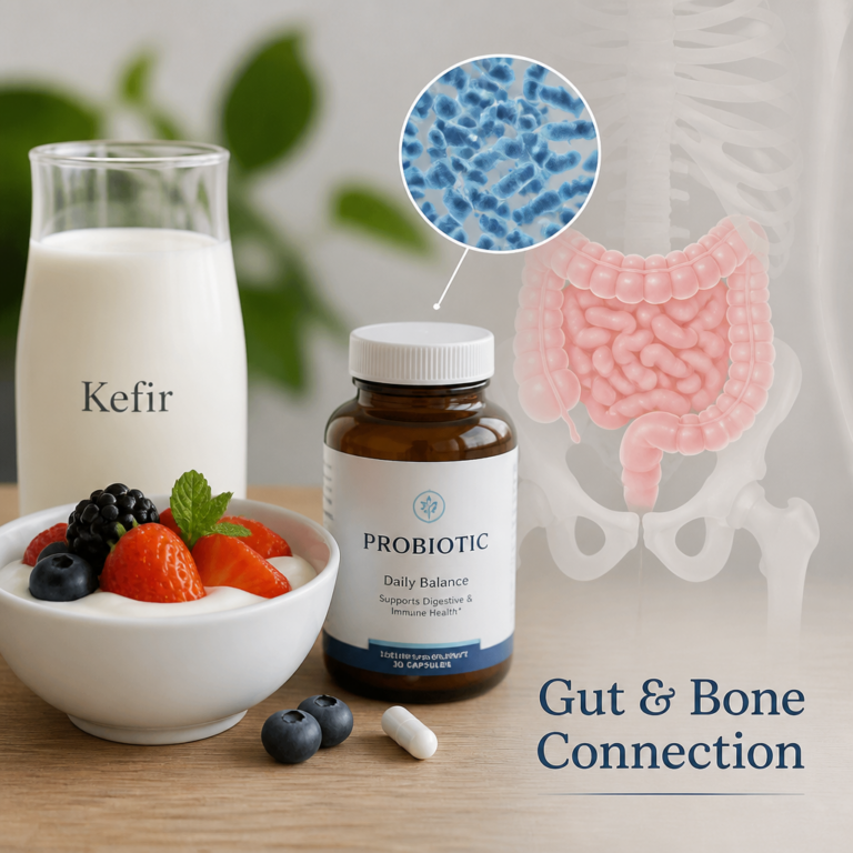 Kefir yogurt and probiotic supplements — gut-bone connection